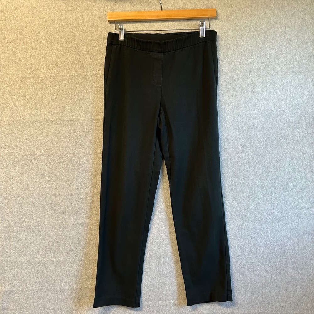 J. Jill Black Pull On Straight Leg Pants Travel Lounge Cotton Blend Women Size 2